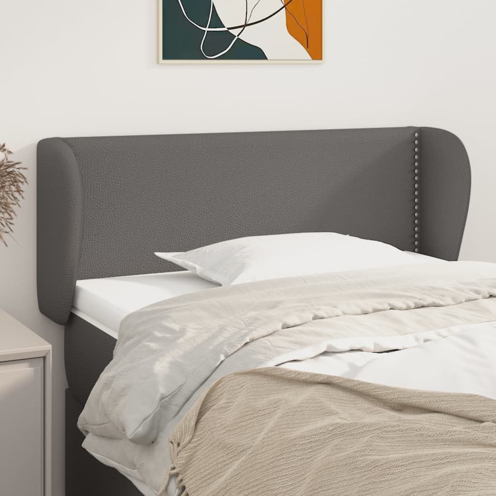 Cabeceira de cama c/ abas couro artificial 83x23x78/88 cm cinza