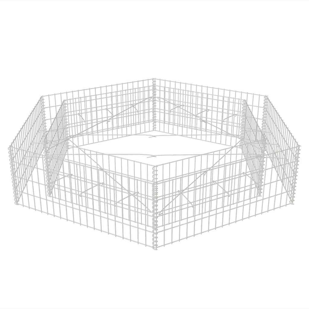 Canteiro elevado/cesto gabião hexagonal 200x173x40 cm