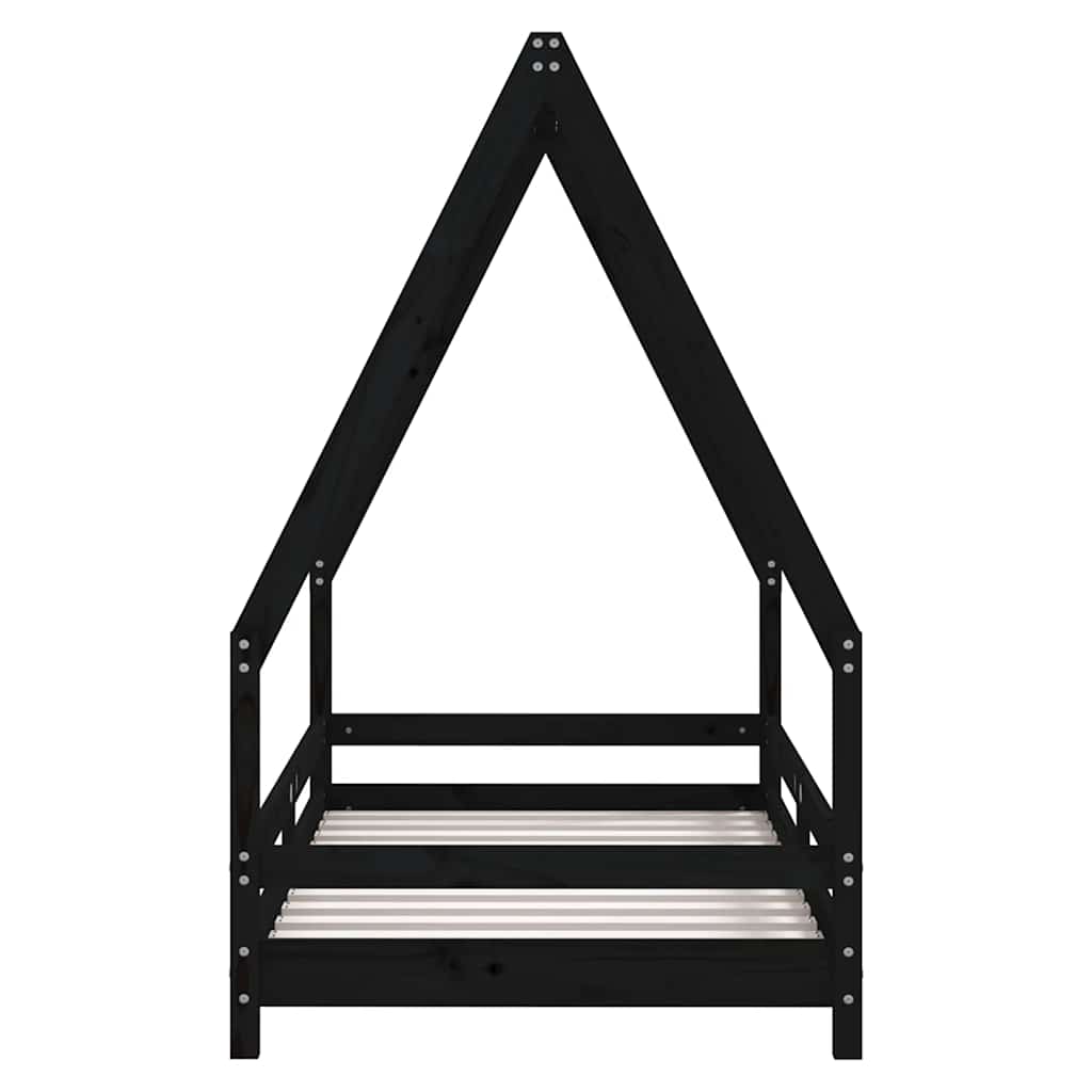 Estrutura de cama infantil 80x160 cm pinho maciço preto