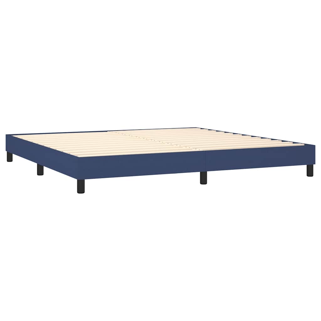 Estrutura de cama com molas 200x200 cm tecido azul