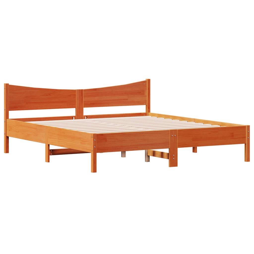 Cama sem colchão 180x200 cm pinho maciço castanho-mel