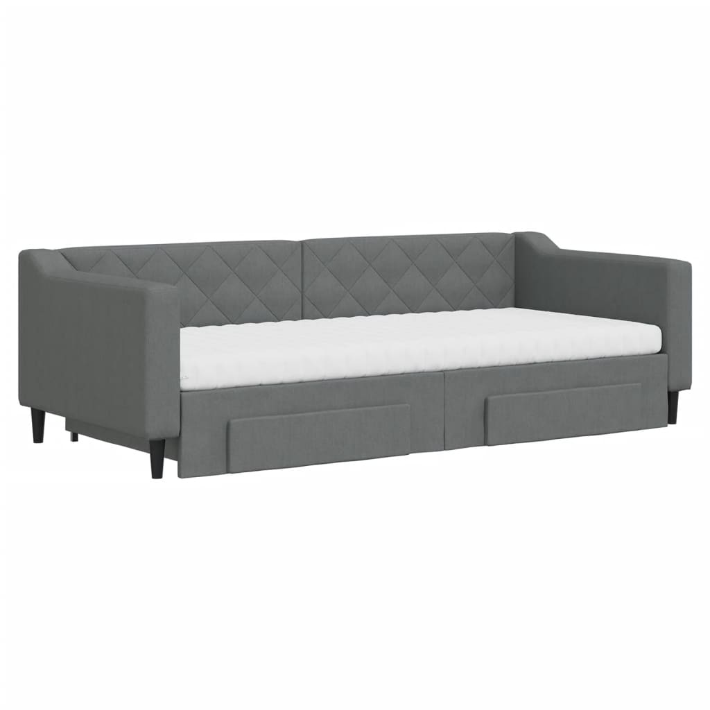 Sofá-cama c/ gavetão e gavetas 90x200 cm tecido cinzento-escuro