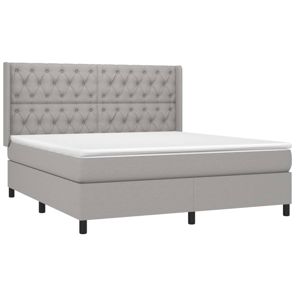 Cama com molas/colchão 160x200 cm tecido cinzento-claro
