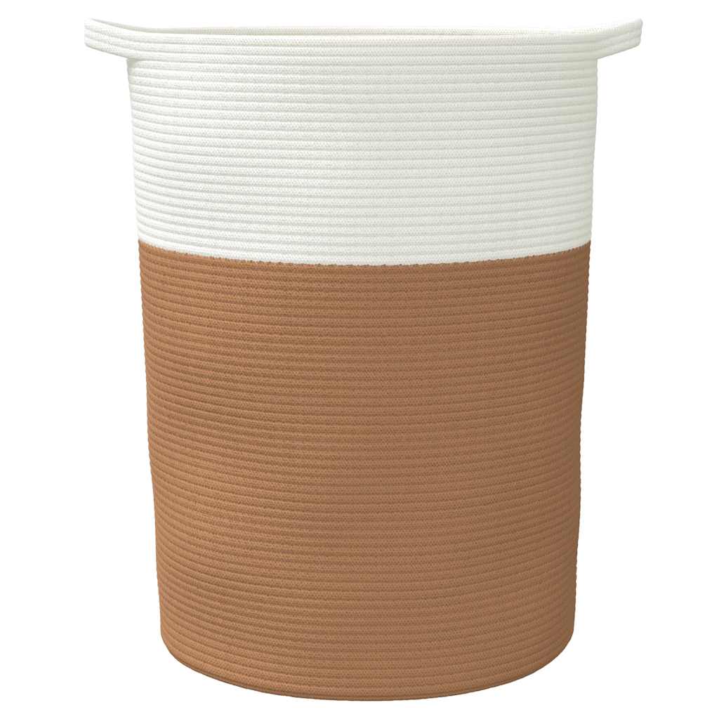 Cesto de arrumação ø49x65 cm algodão castanho e branco