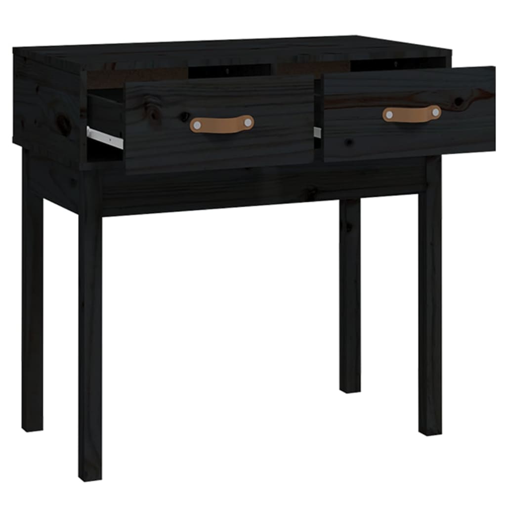 Mesa consola 76,5x40x75 cm madeira de pinho maciça preto