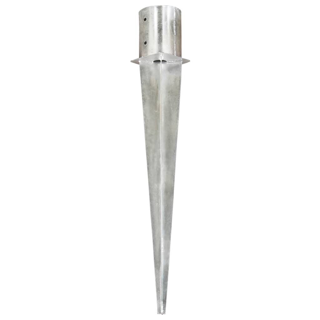 Estacas de enterrar 6 pcs 12x91 cm aço galvanizado prateado