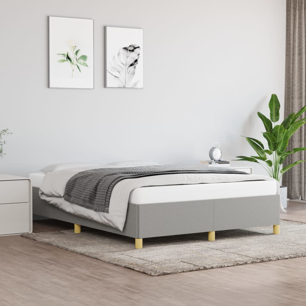 Estrutura de cama sem colchão 140x200 cm tecido cinzento-claro