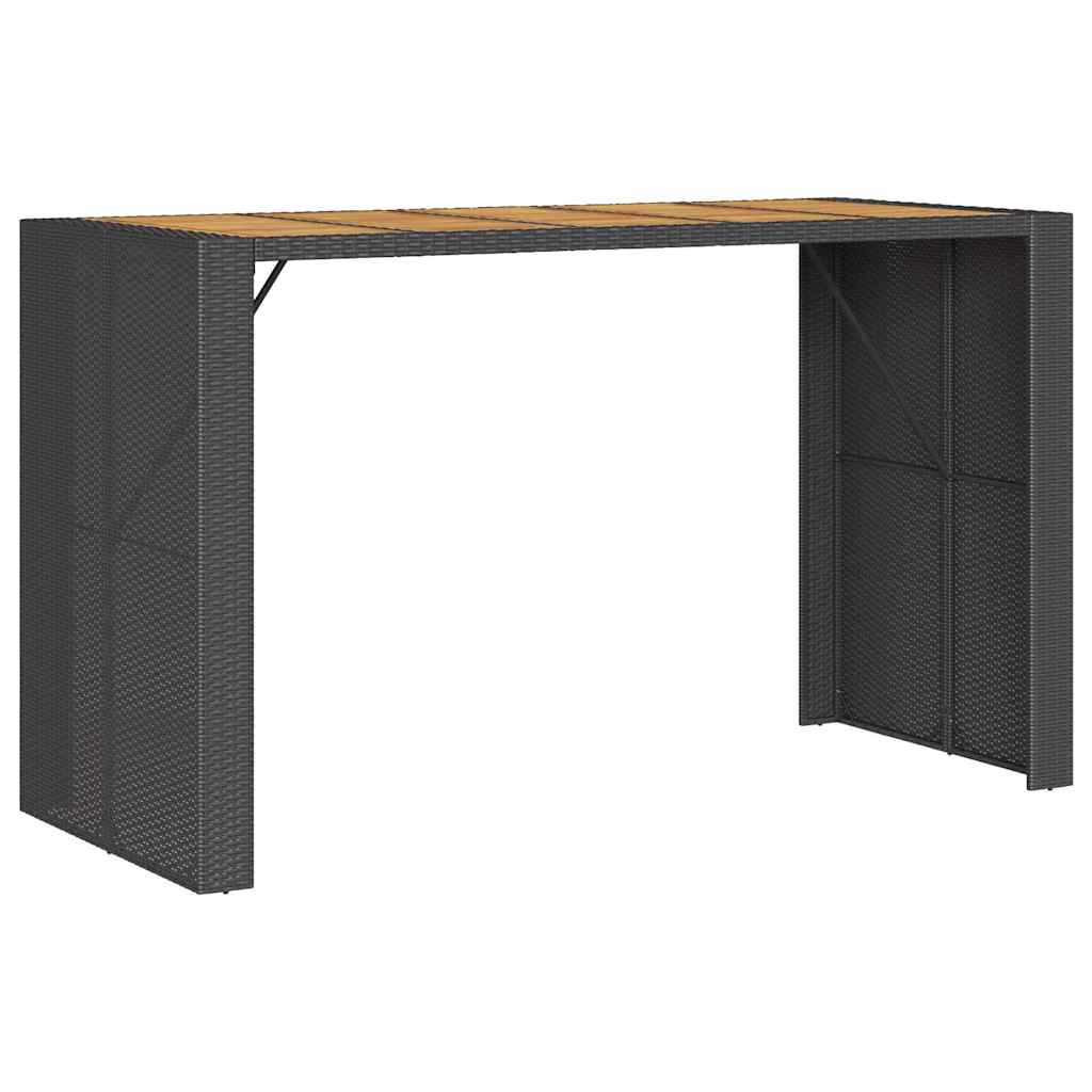 5 Pcs conj. de bar jardim sem almofadões vime PE/acácia preto