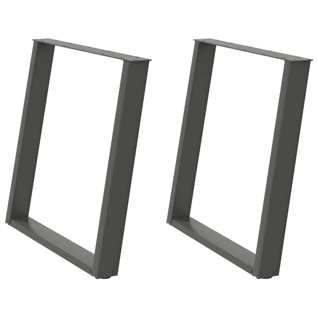 Pés para mesa de jantar em formato de u, 2 peças, antracite, 70x(72-73) cm, aço