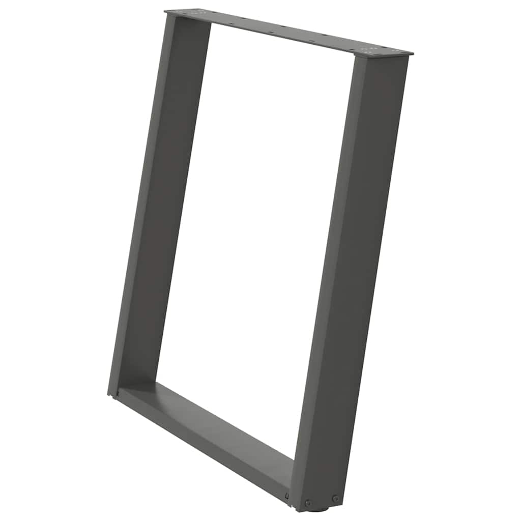 Pés para mesa de jantar em formato de u, 2 peças, antracite, 70x(72-73) cm, aço