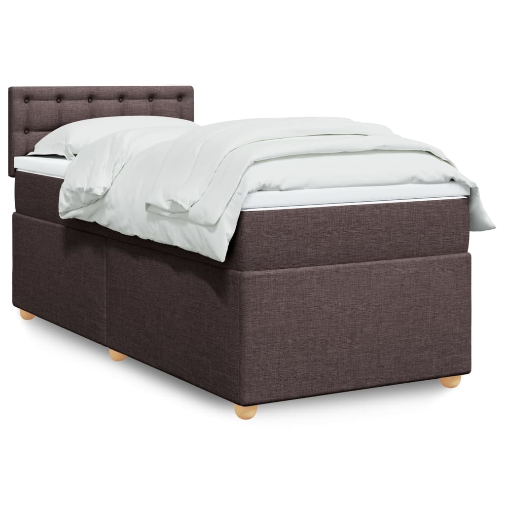 Cama com molas/colchão 80x200 cm tecido castanho-escuro