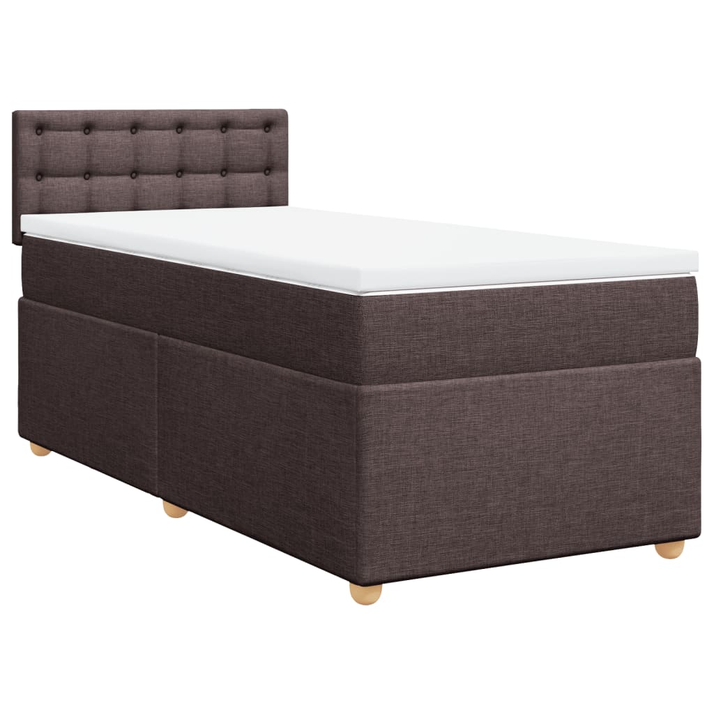 Cama com molas/colchão 80x200 cm tecido castanho-escuro