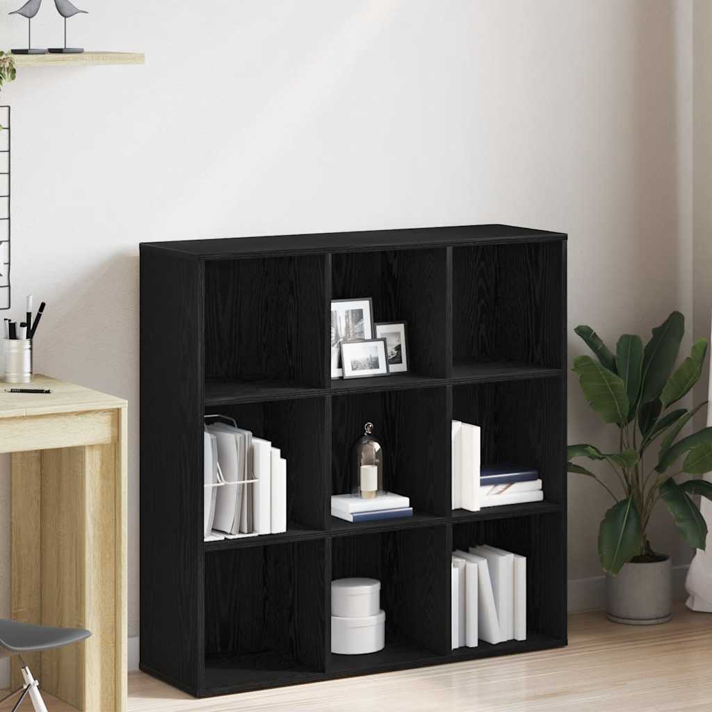 Estante para livros em carvalho preto, 98 x 29 x 97,5 cm, madeira engenheirada