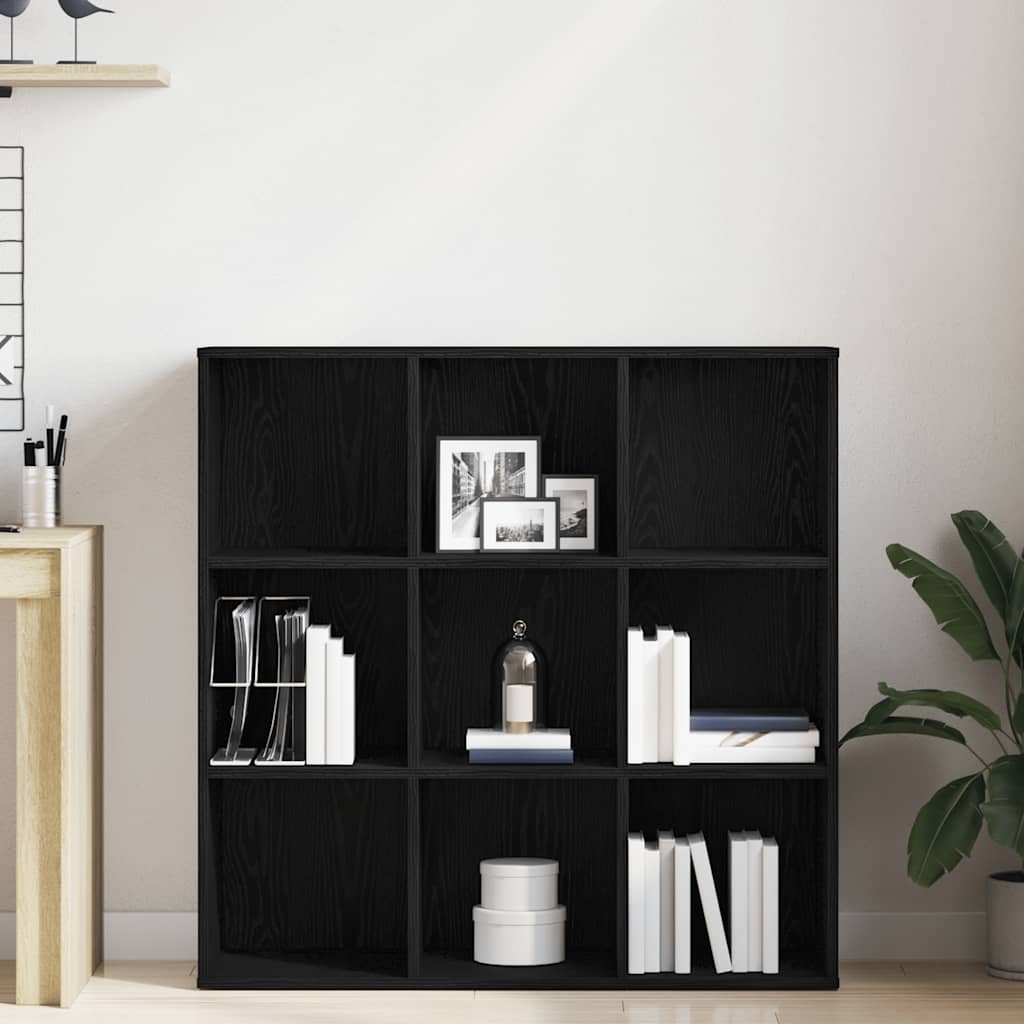 Estante para livros em carvalho preto, 98 x 29 x 97,5 cm, madeira engenheirada