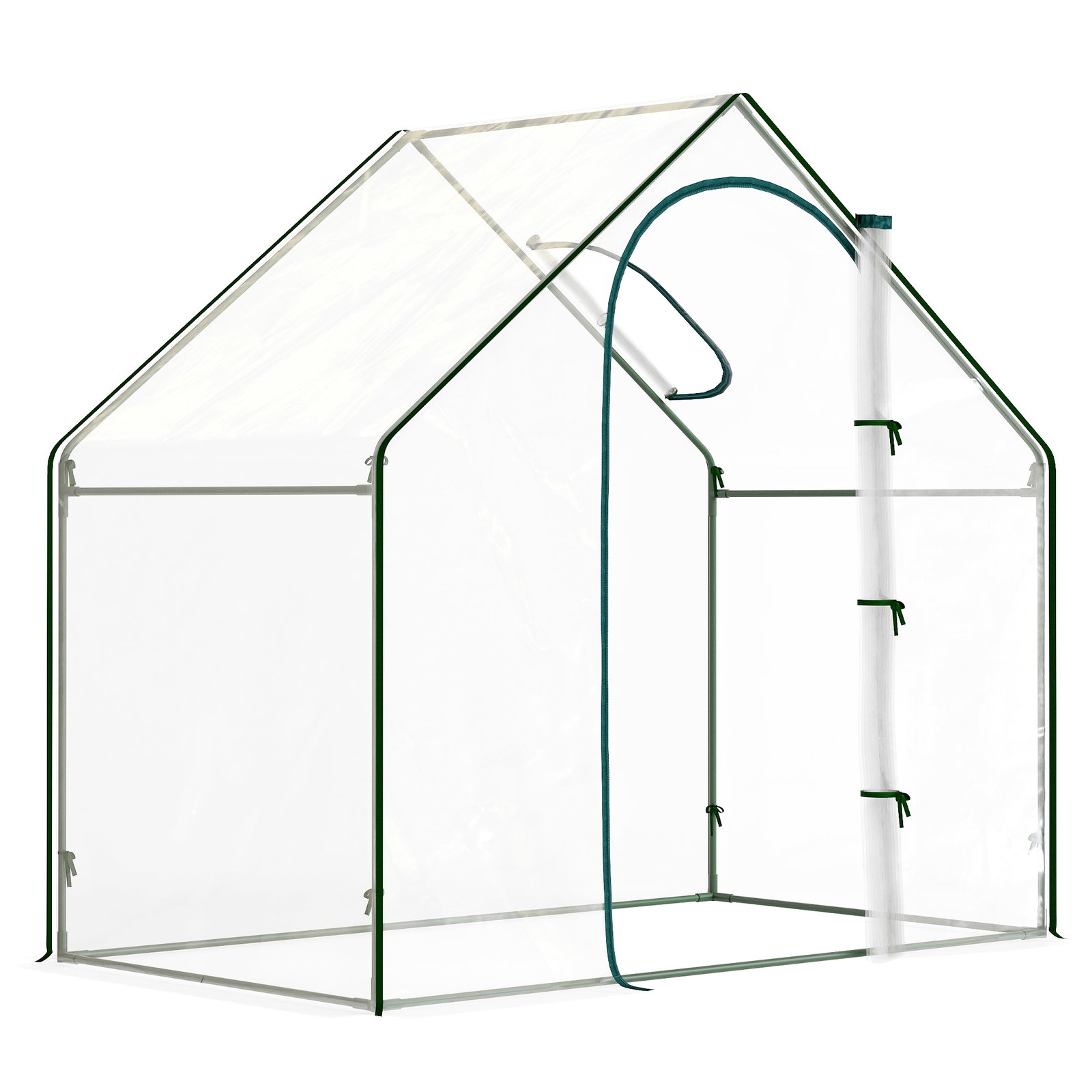 Estufa com janela porta estrutura de aço e cobertura de plástico impermeável anti-UV 180x100x168 cm transparente