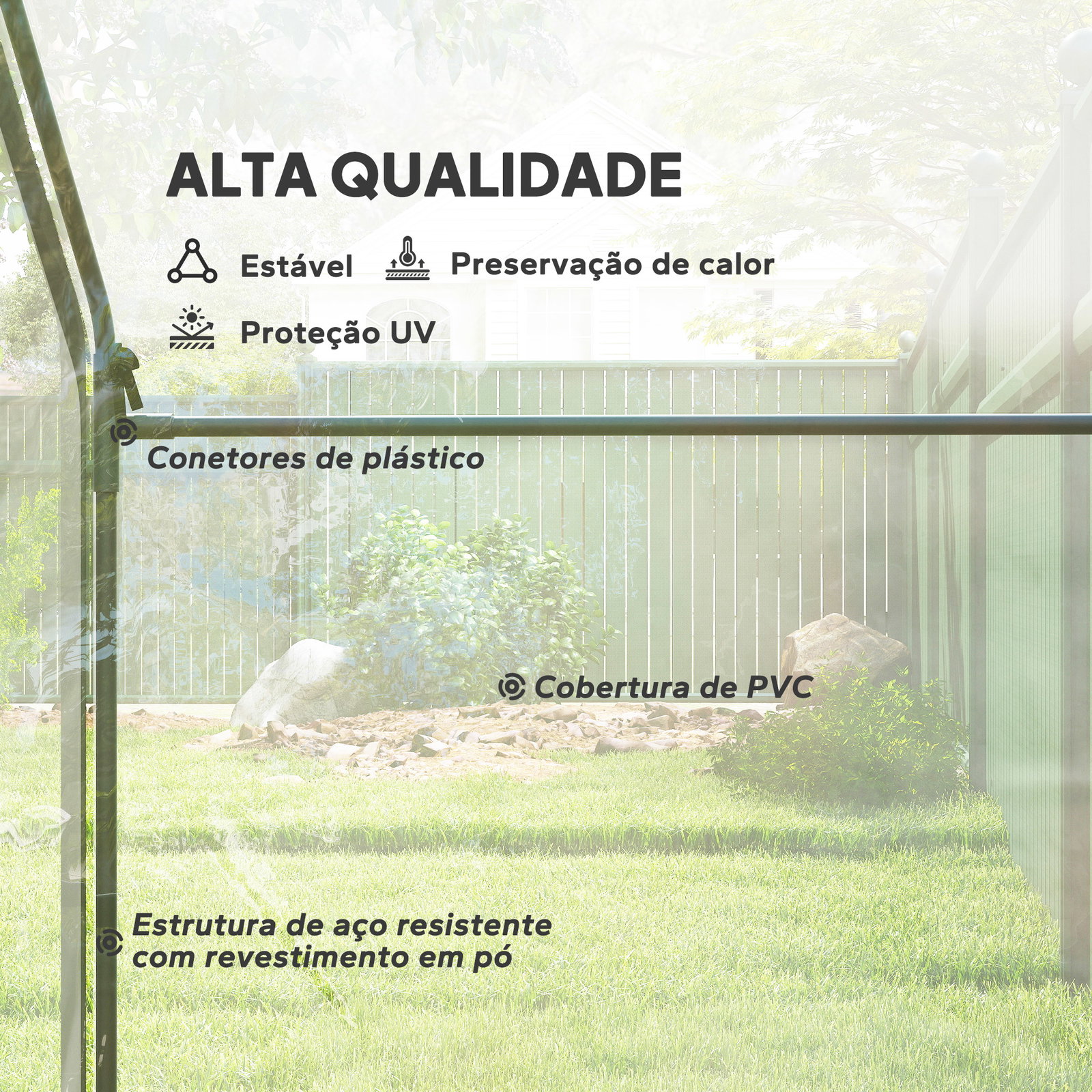 Estufa com janela porta estrutura de aço e cobertura de plástico impermeável anti-UV 180x100x168 cm transparente