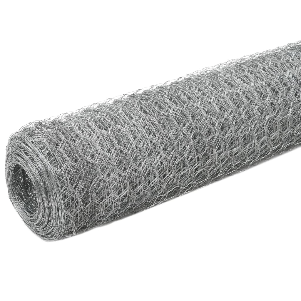 Rede de arame p/ galinheiro 25x1,5 m aço galvanizado prateado