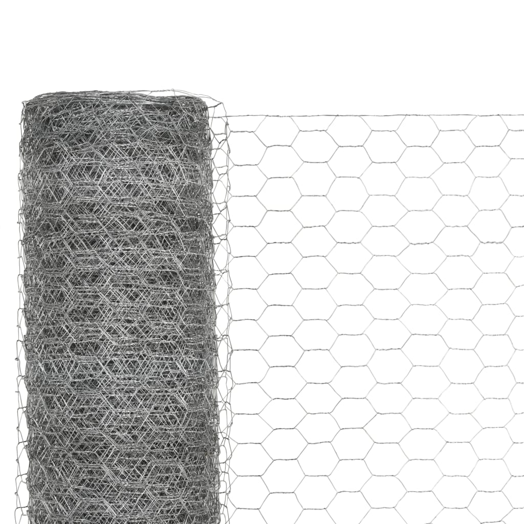 Rede de arame p/ galinheiro 25x1,5 m aço galvanizado prateado