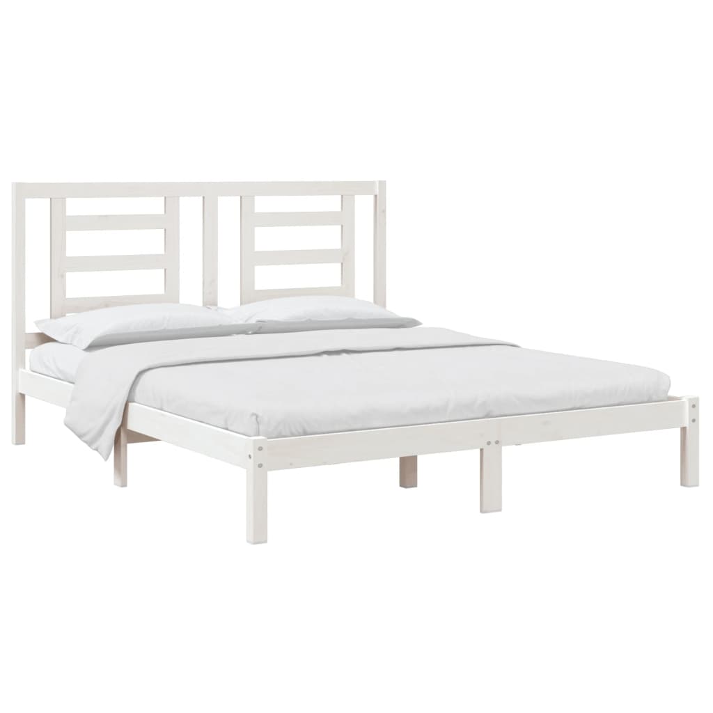 Cama sem colchão 160x200 cm madeira de pinho maciça branco