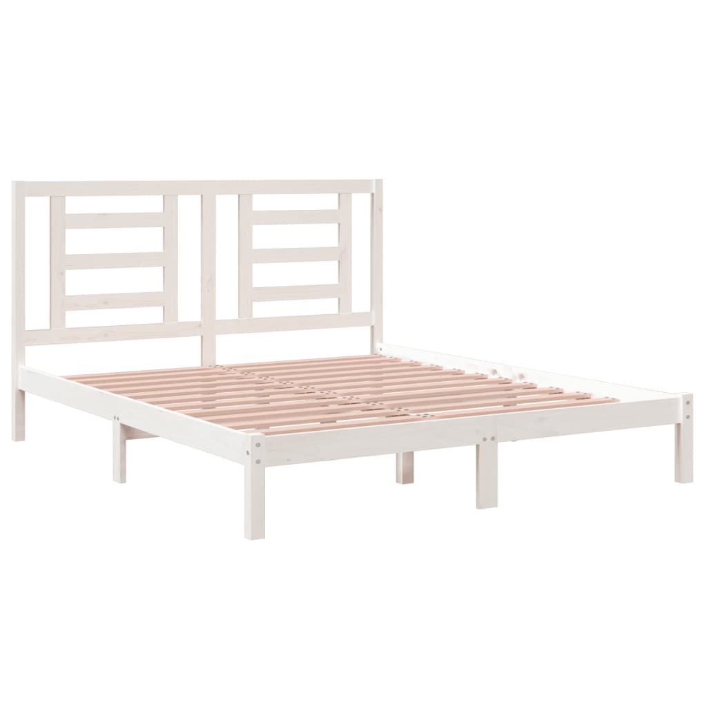 Cama sem colchão 160x200 cm madeira de pinho maciça branco
