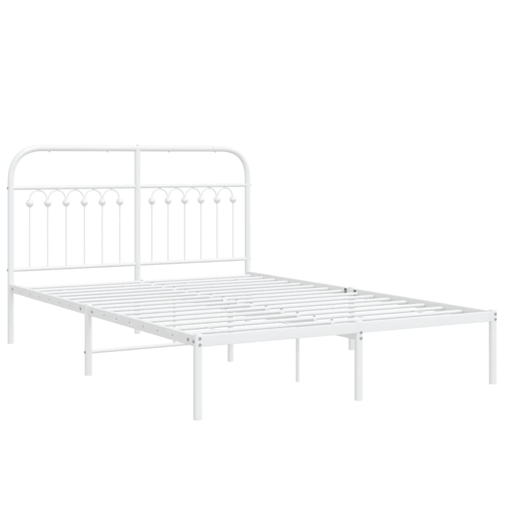 Estrutura de cama com cabeceira 135x190 cm metal branco