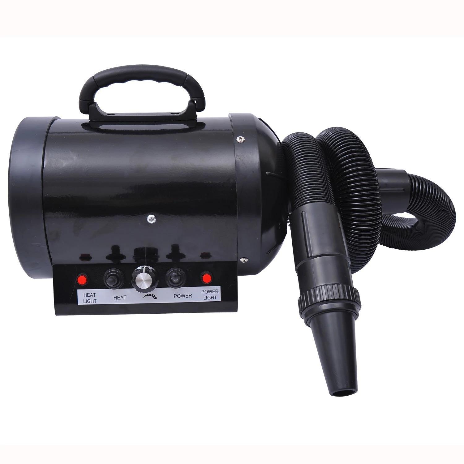 Secado de pelo para cães 2800w secador de pelo para animais de estimação com temperatura e velocidade ajustável 3 bicos tubo flexível 2,5m e alça de transporte 40x16x20cm preto