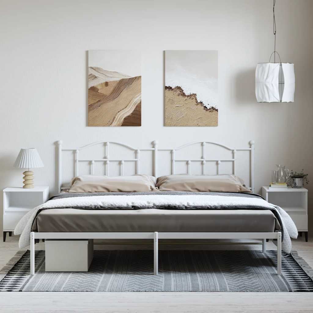 Estrutura de cama com cabeceira 193x203 cm metal branco