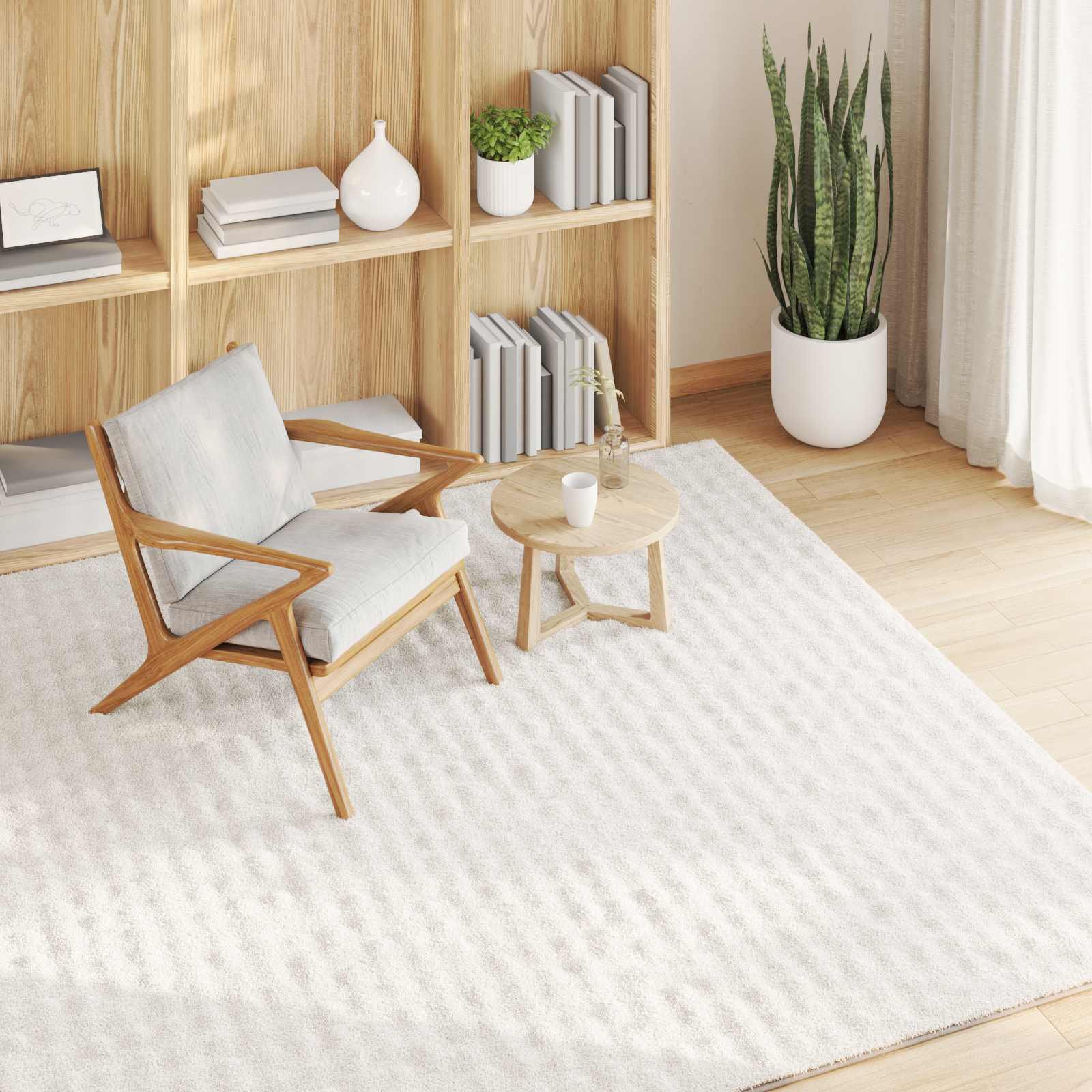 Tapetes de área quadrado sirolo creme 240 x 240 cm poliéster