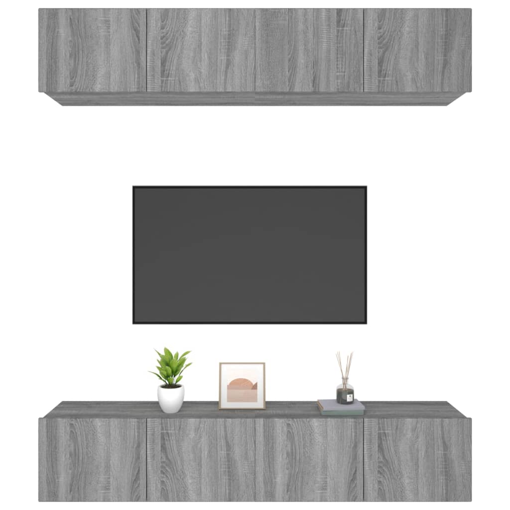Móveis TV 4 pcs 80x30x30cm derivados de madeira cinzento sonoma