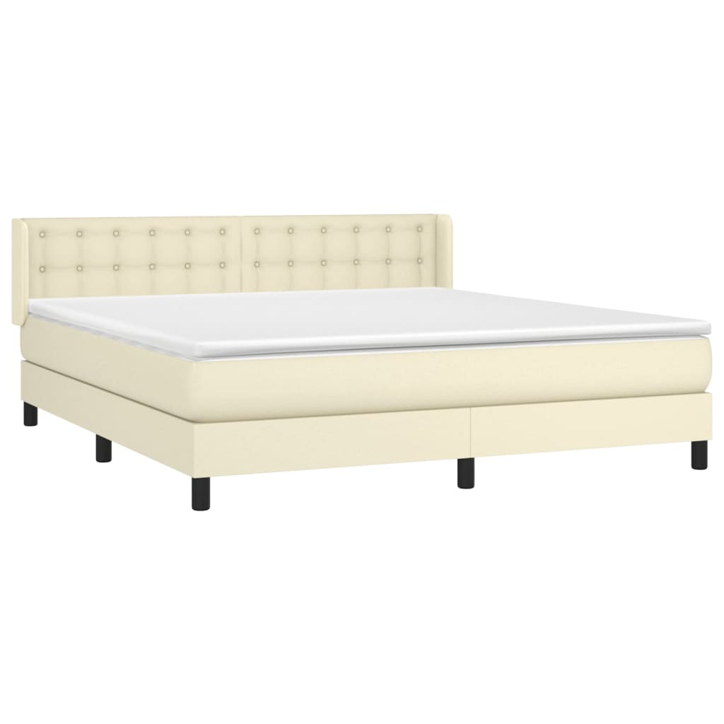 Cama com molas/colchão 180x200 cm couro artificial cor creme