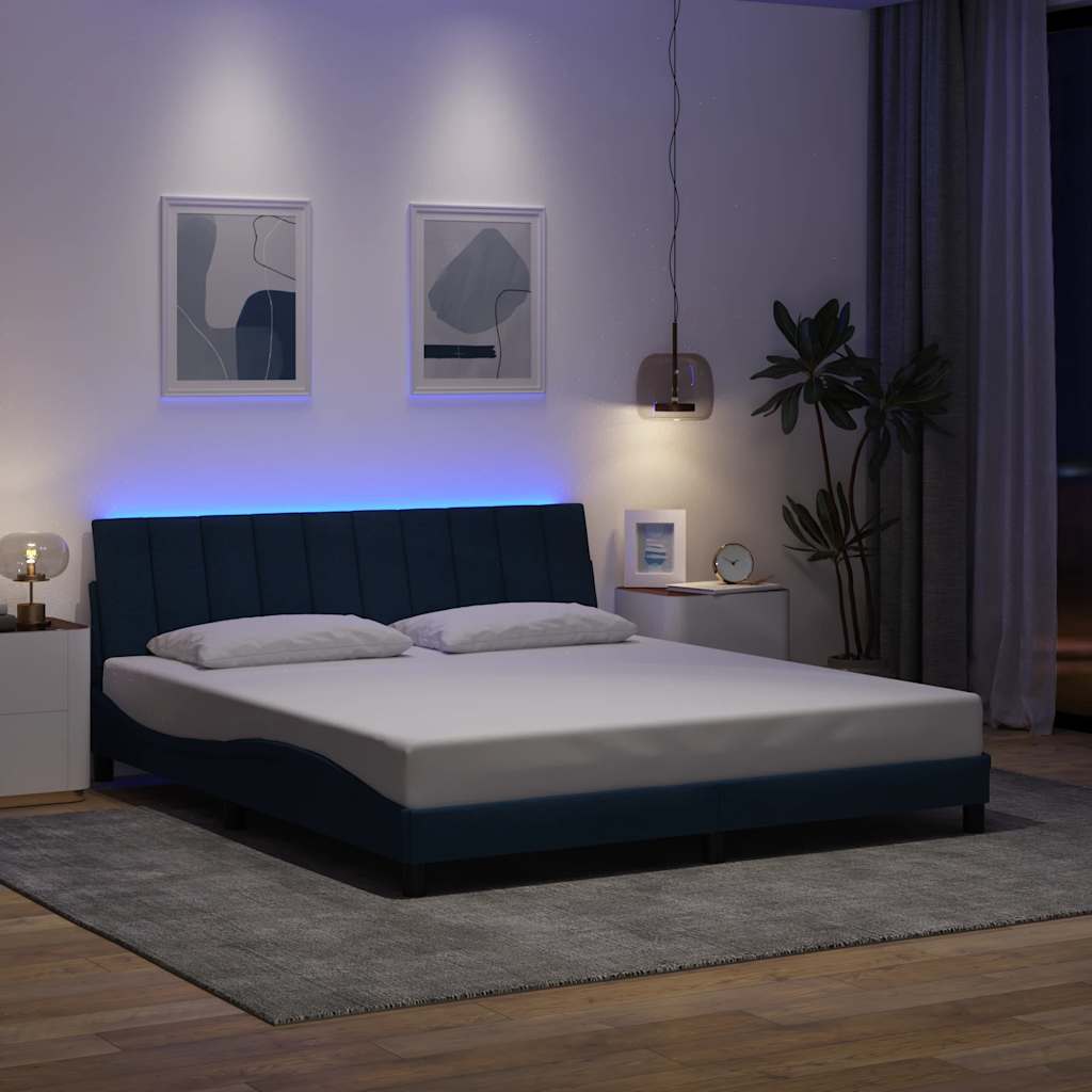 Estrutura de cama sem colchão hanko 180x200 cm tecido azul