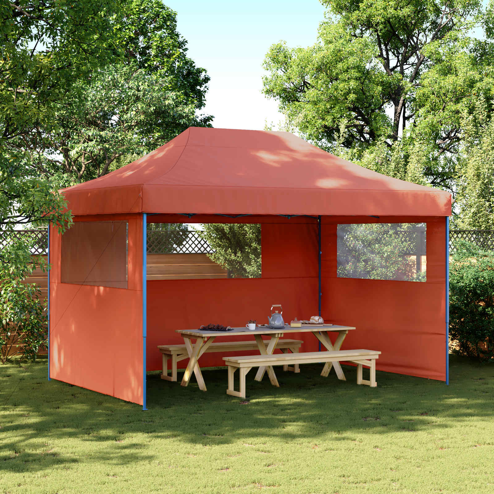 Tenda de festa terracota 279 x 410 x 315 cm tecido oxford