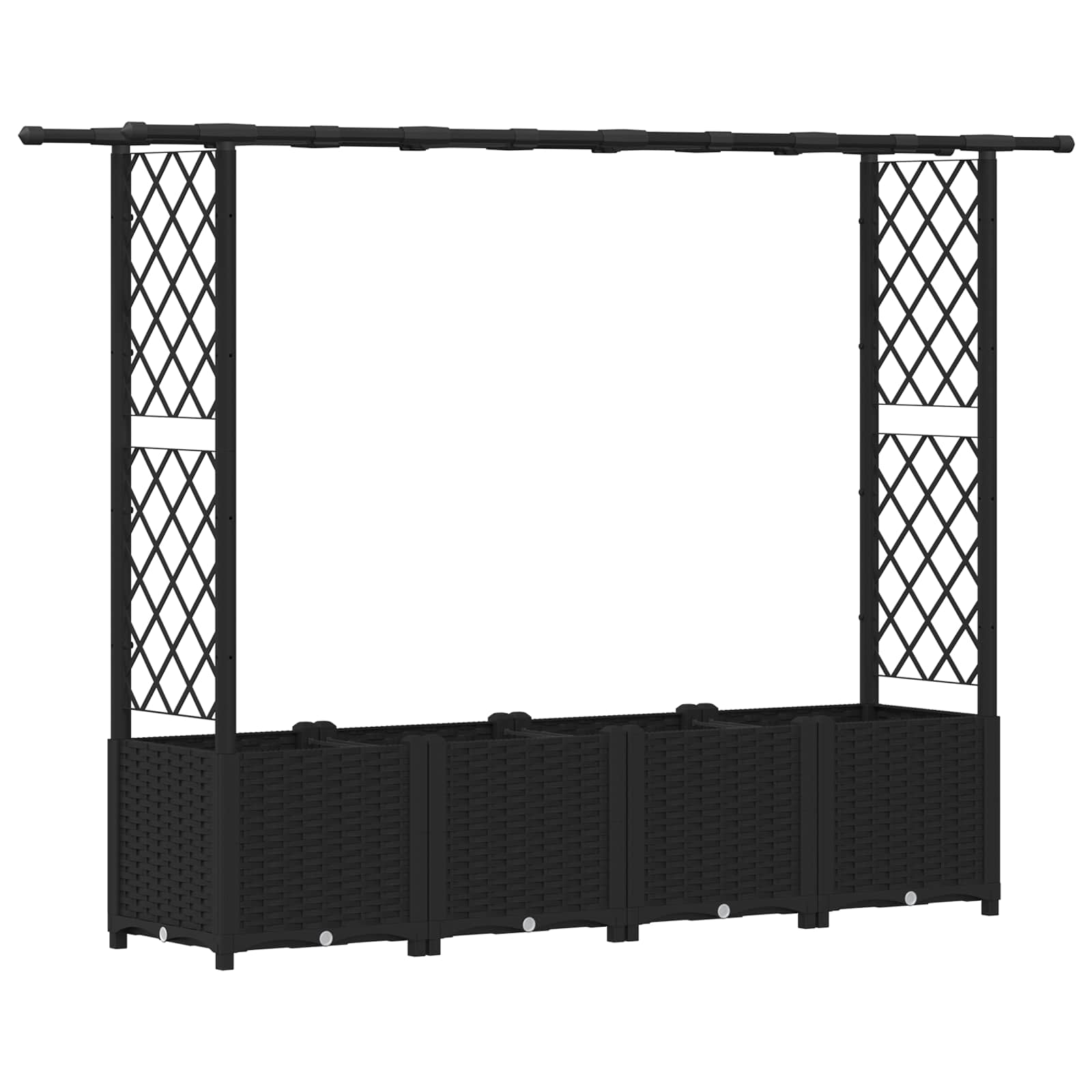 Cama elevada com treliça e telhado preto 203 x 40 x 136 cm PP