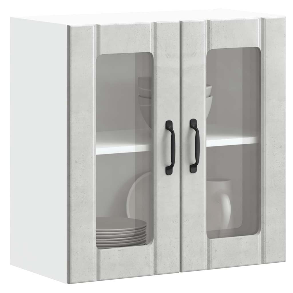 Armário de parede de cozinha porta vidro lucca cinza cimento