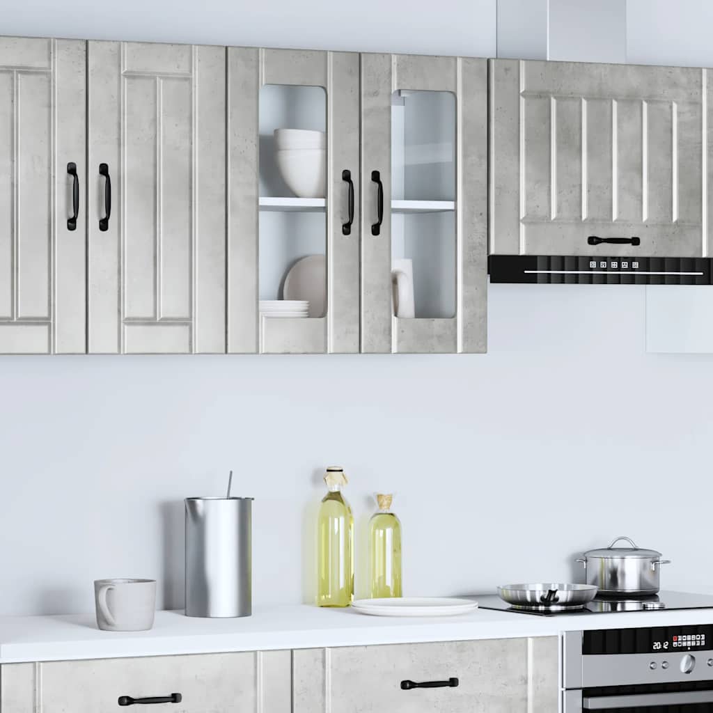 Armário de parede de cozinha porta vidro lucca cinza cimento