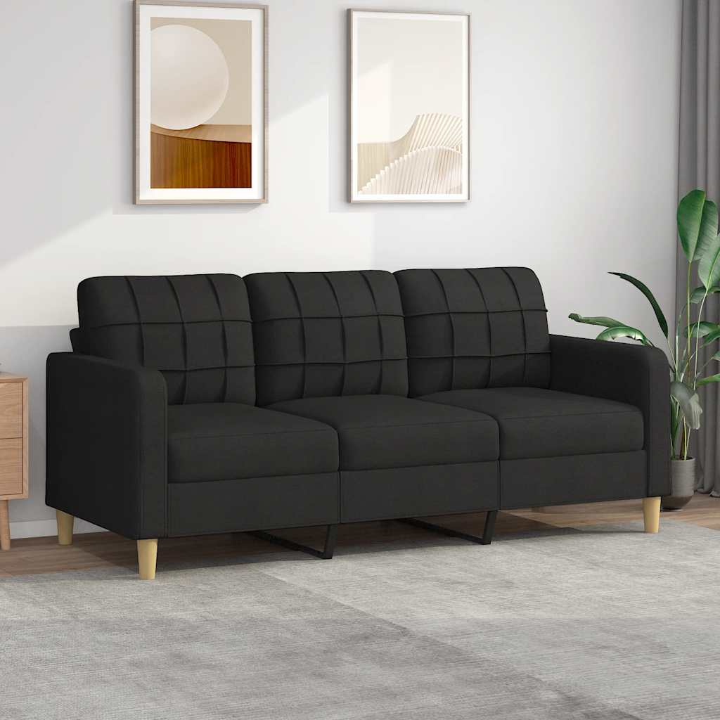 Sofá de 3 lugares tecido 180 cm preto