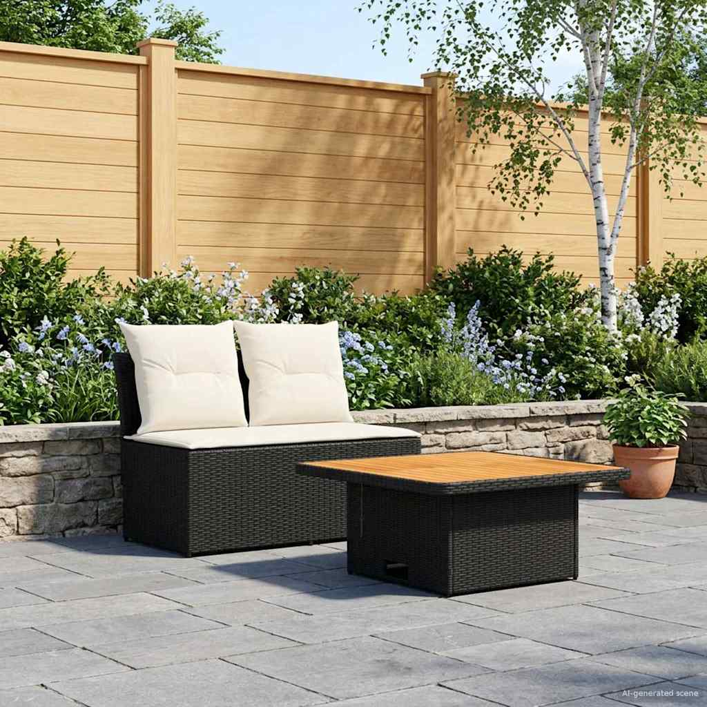 2 Peça sofá do meio para jardim com mesa elevatória vime PE