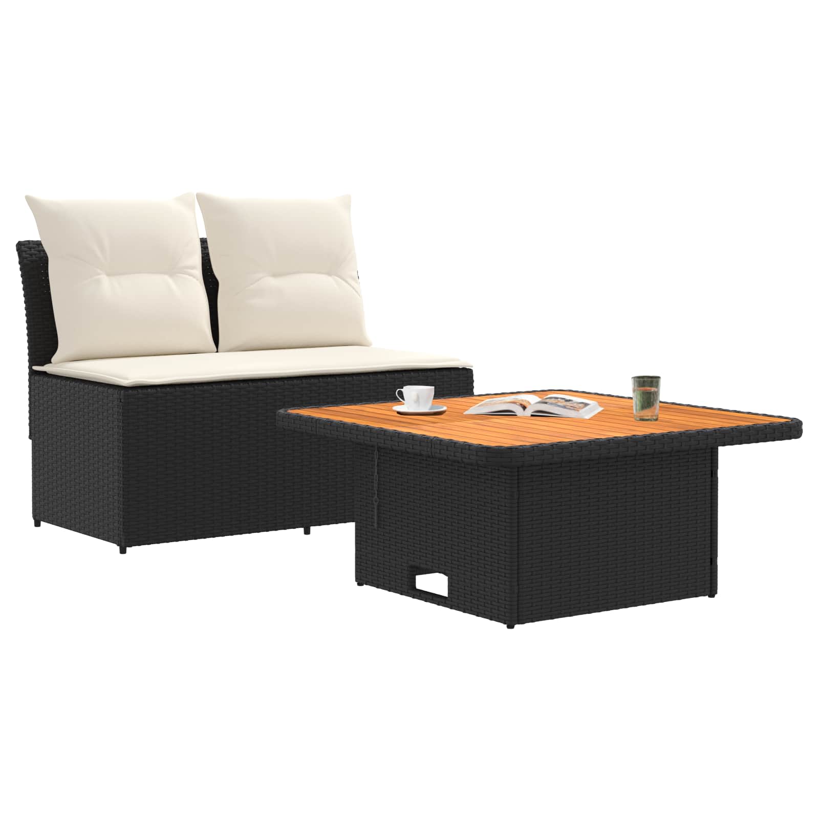 2 Peça sofá do meio para jardim com mesa elevatória vime PE