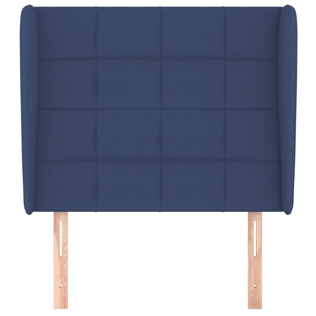 Cabeceira de cama c/ abas tecido 103x23x118/128 cm azul