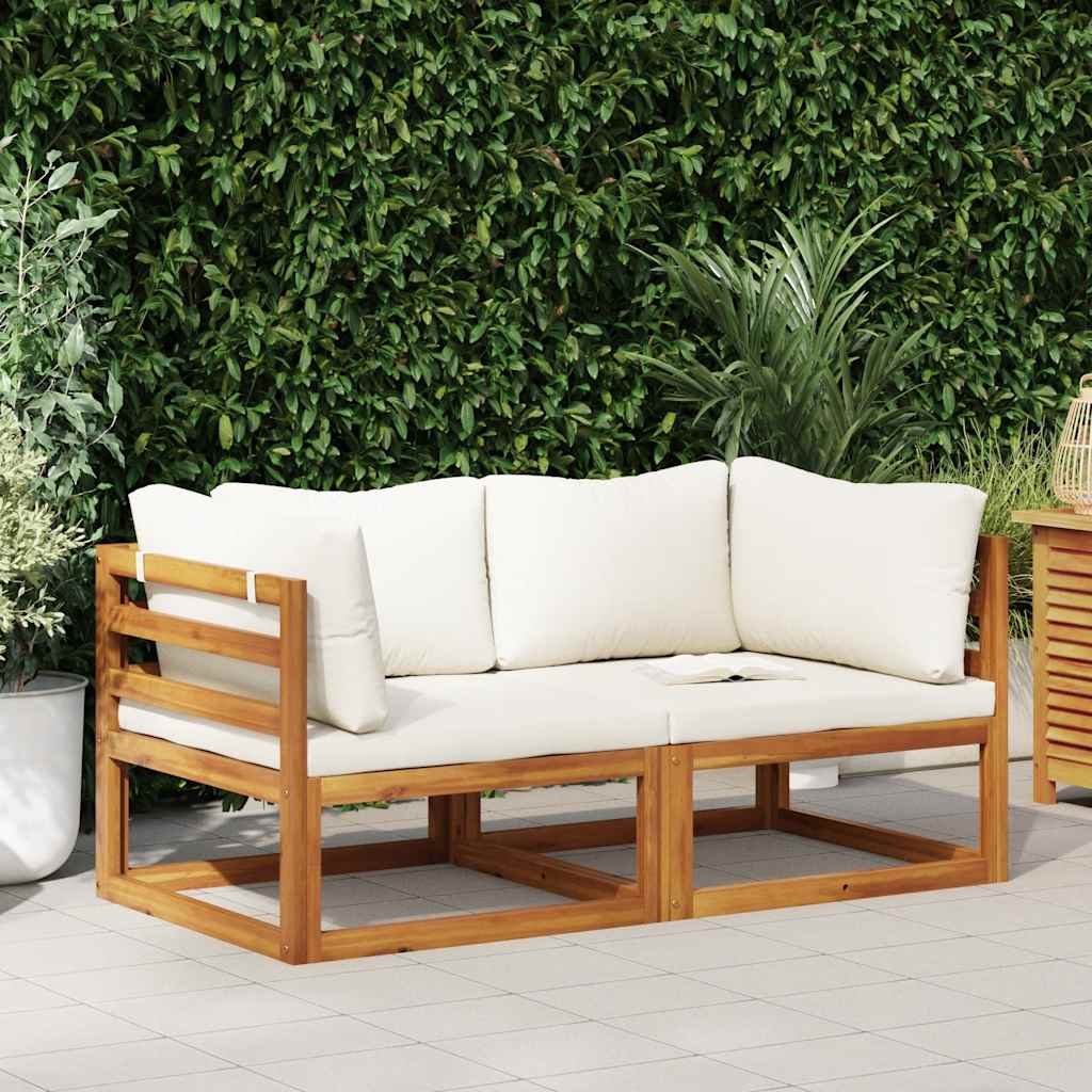 Sofás de canto seccionais 2 pcs com almofadões branco nata