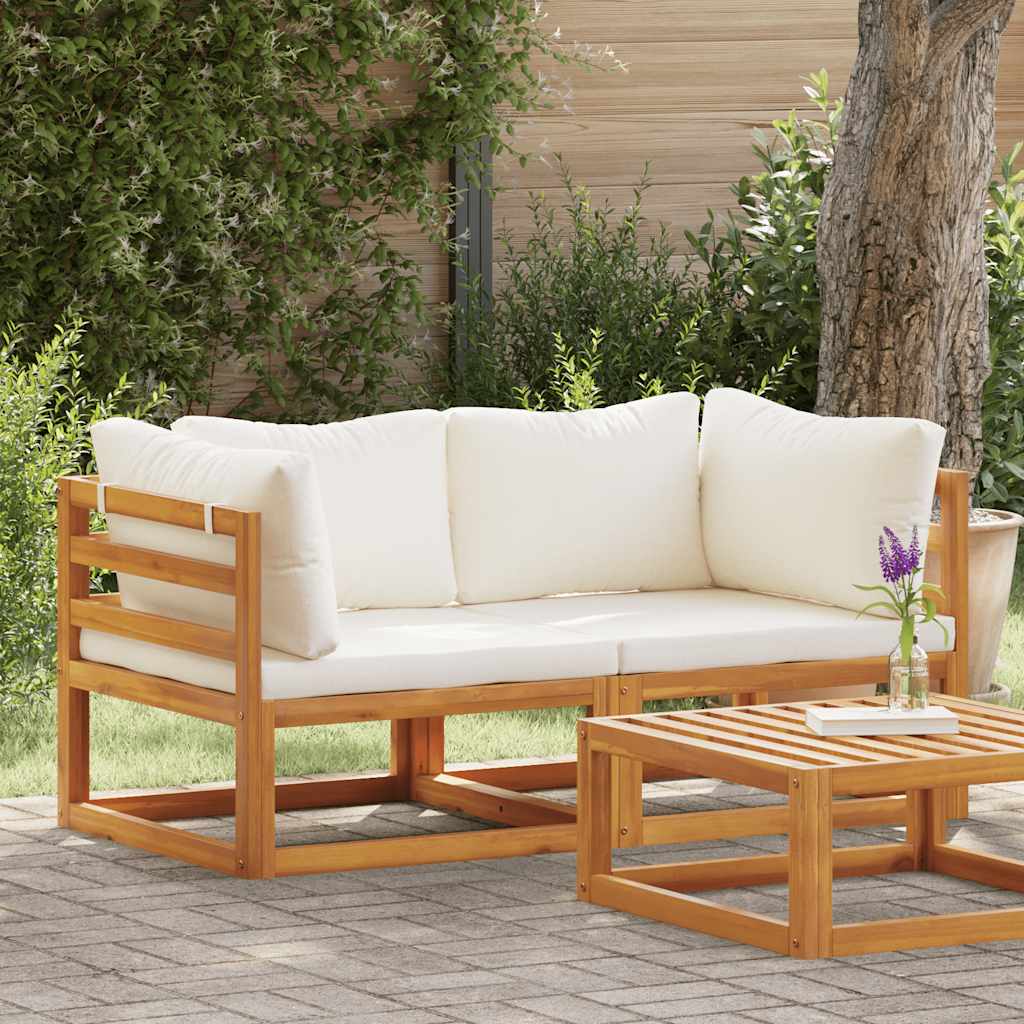 Sofás de canto seccionais 2 pcs com almofadões branco nata