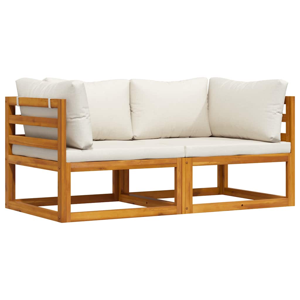 Sofás de canto seccionais 2 pcs com almofadões branco nata