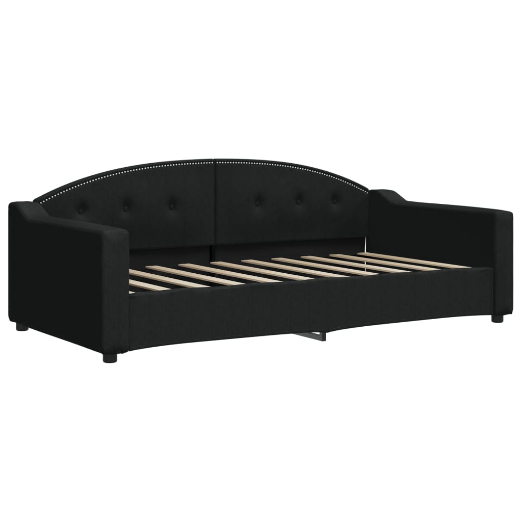 Sofá-cama com gavetão e colchões 90x190 cm tecido preto