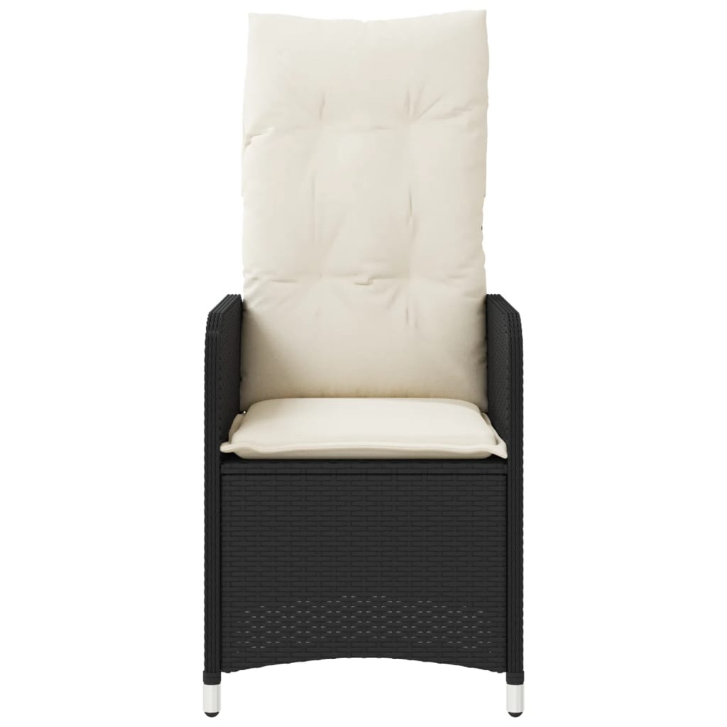 Cadeiras de jardim reclináveis c/ almofadões 2pcs vime PE preto