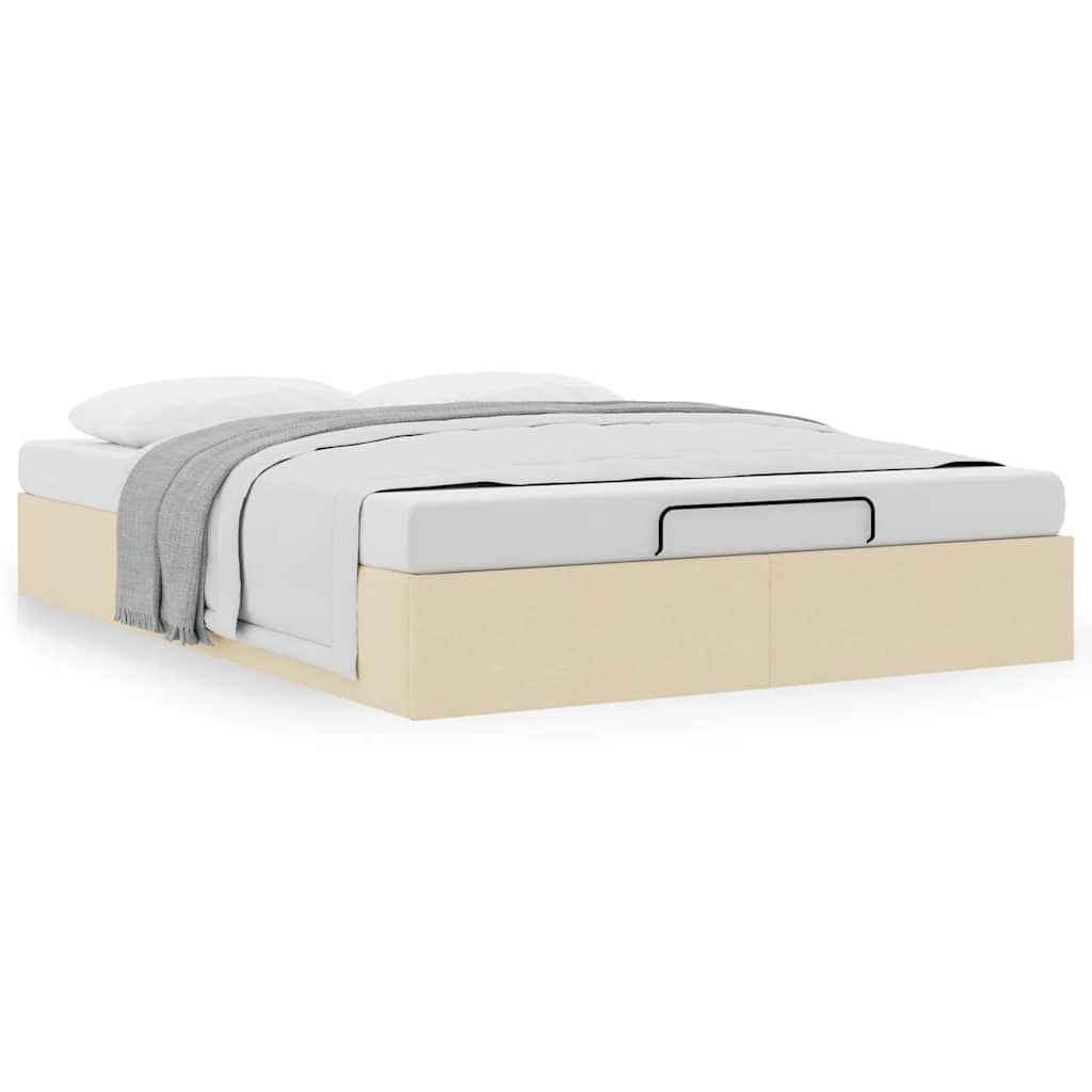 Estrutura cama otomana sem colchão 140x190 cm tecido cor creme