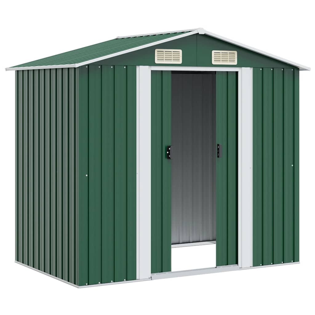Abrigo de jardim metal verde 204x132x186 cm