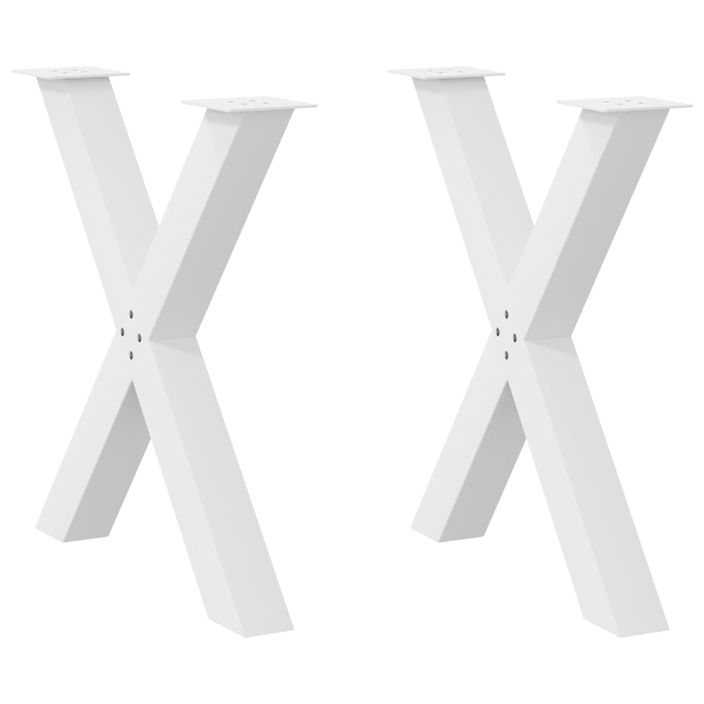 Pés para mesa de jantar em formato de x, 2 peças, branco, 70x(72-73) cm, aço
