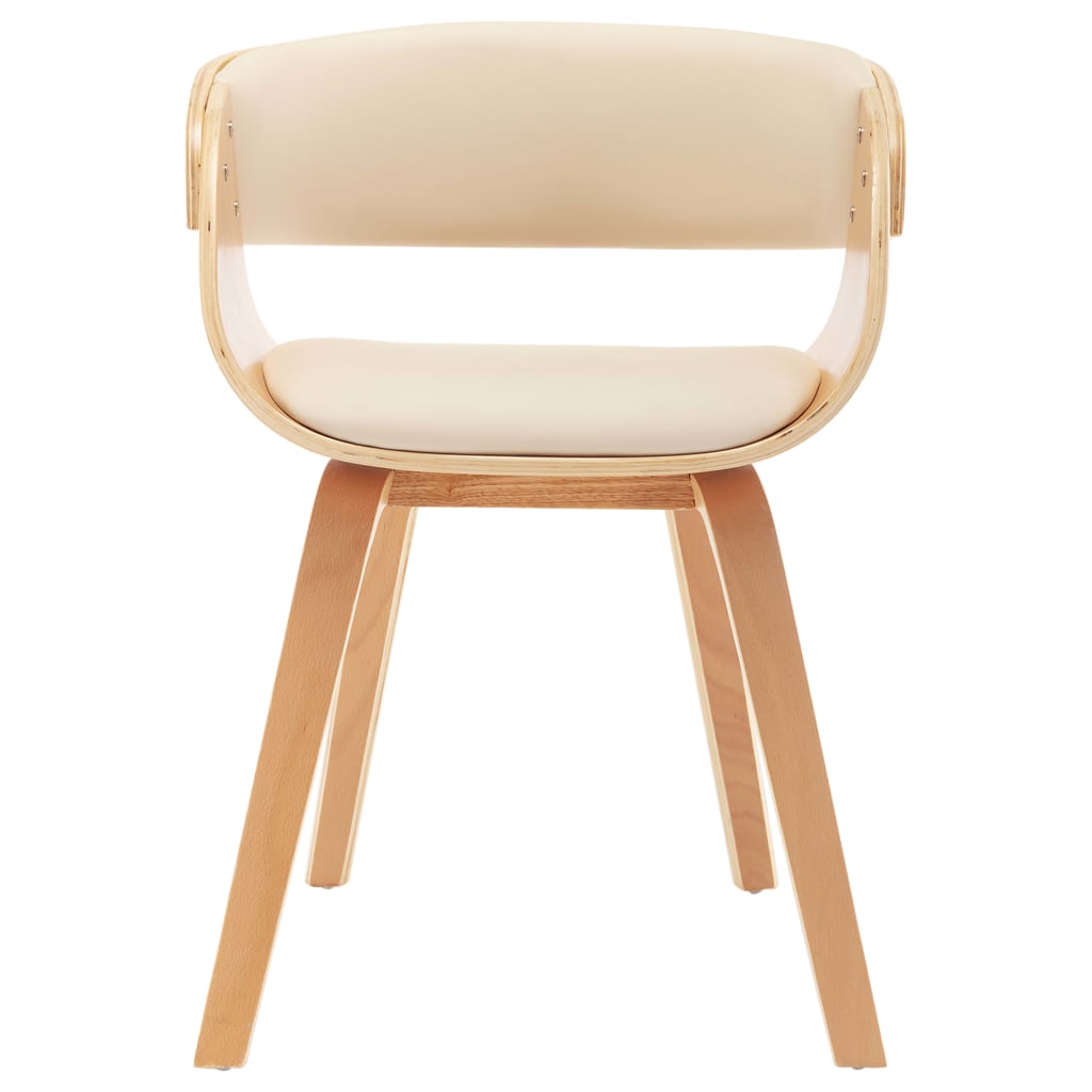 Cadeiras jantar 2 pcs madeira curvada e couro artificial creme