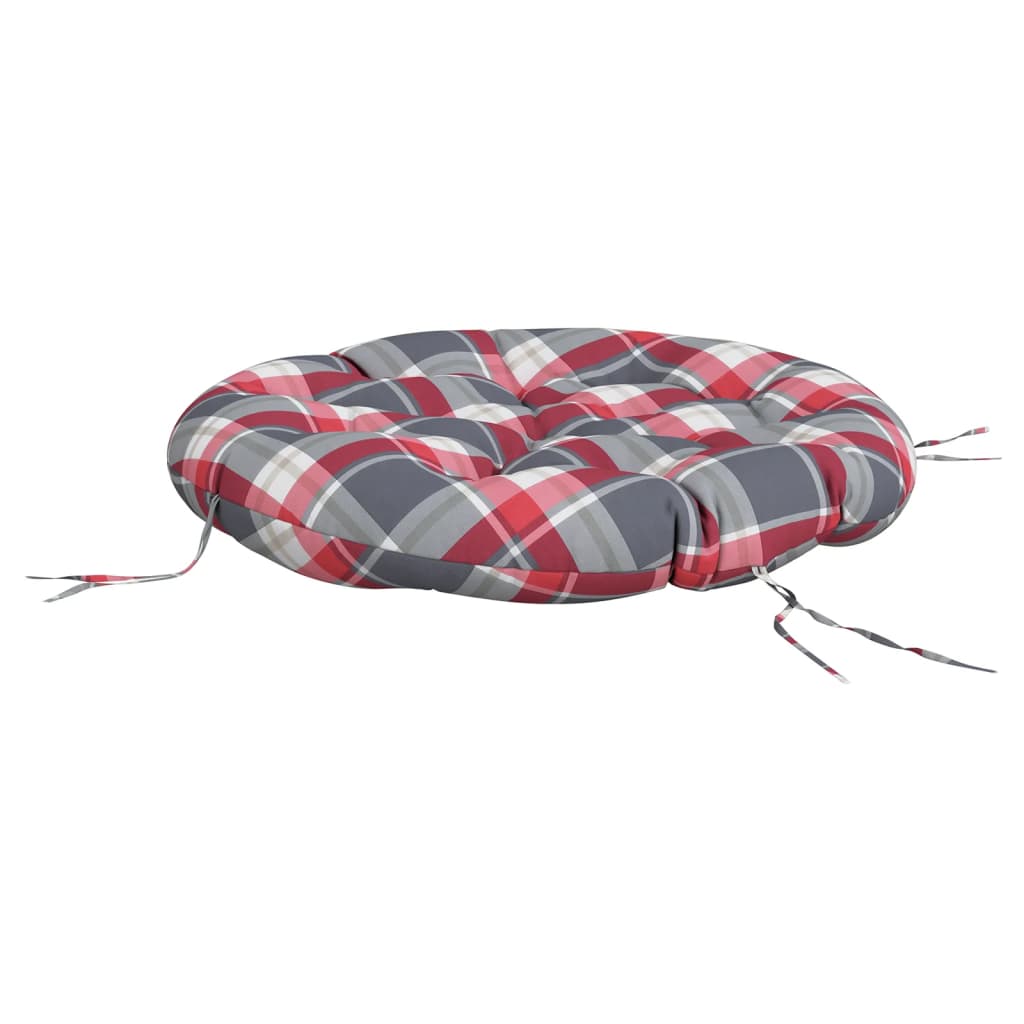 Almofadão redondo ø 100 x11 cm tecido oxford xadrez vermelho