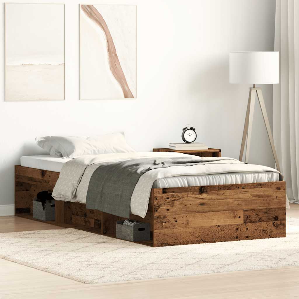 Estrutura de cama sem colchão, madeira engenheirada, 75x190 cm